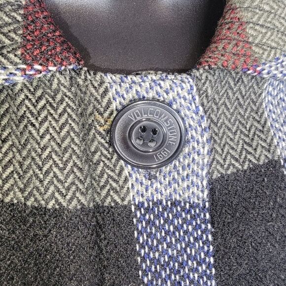 Volcom Plaid to The Bone pea coat jacket Size Large - Picture 4 of 7